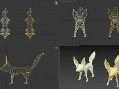 Fennec fox low poly Low-poly 3D model
