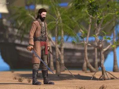 Rogue Pirate Man with Sabers 3D model