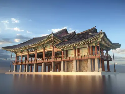 Korea Gwanghallu Pavilion - Joseon Hanok 3D model Low-poly 3D model