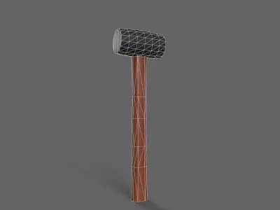 PBR Rubber Mallet Hammer Wood2 Low-poly 3D model