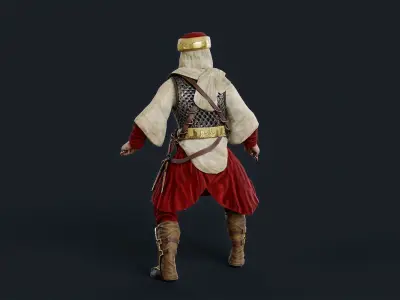 Persian 2 dagger A pose Low-poly character redy for game  Low-poly 3D model