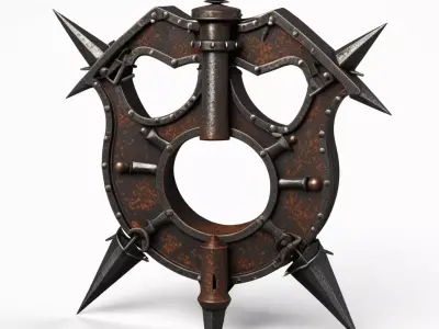 Fantasy Rusted Spiked Metal Emblem 3D model