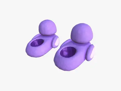 Slippers J06 Purple Bird - Costume Character Design Low-poly 3D model