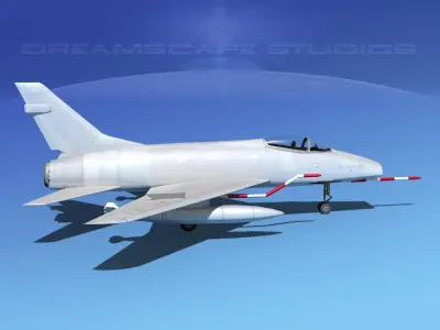 North American F-100D Super Sabre Bare Metal 3D model