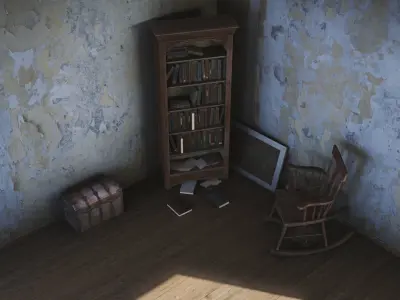 Dusty Old Bookshelf Free low-poly 3D model