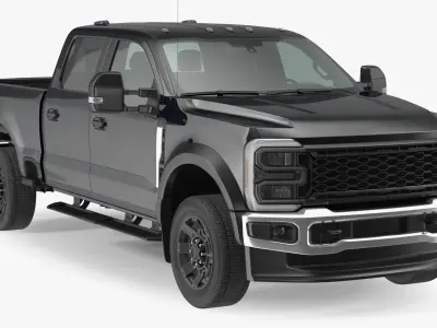 Black Heavy Duty Pickup Truck 3D model