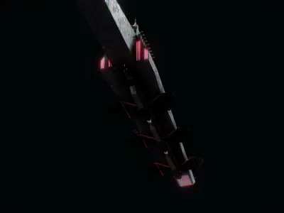 Sci-fi Military Aircraft Carrier Low-poly 3D model