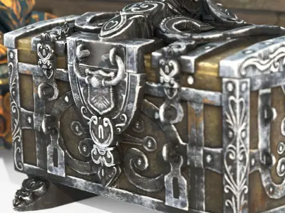 Four ancient treasure chests 3D model