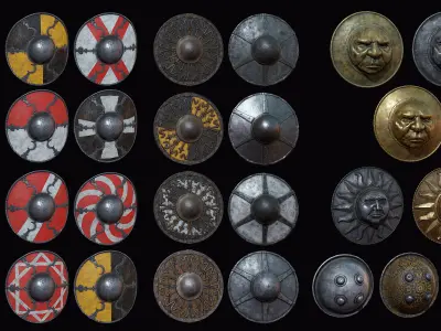 Buckler Shields Low-poly 3D model