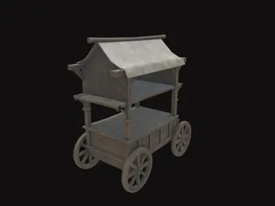 Medieval Cart V10 Low-poly 3D model