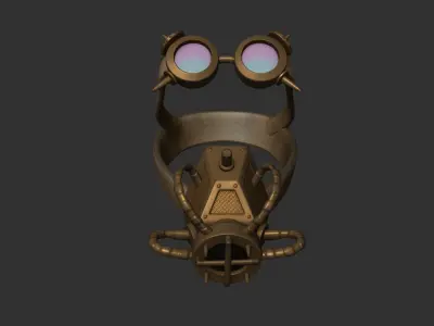 Steampunk Gas Mask - SciFi Character Design - Goggles Low-poly 3D model