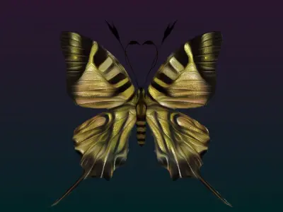 Butterflies Animated  Low-poly 3D model
