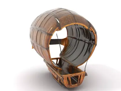 Wicker Airship model pack Low-poly 3D model
