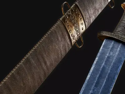 Viking Sword with sheats Low-poly 3D model