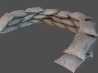 Sandbags Defense PBR Low-poly 3D model