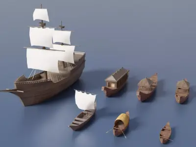 Ancient Sailing Ships 3D model