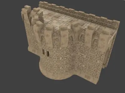 castle wall collection Low-poly 3D model