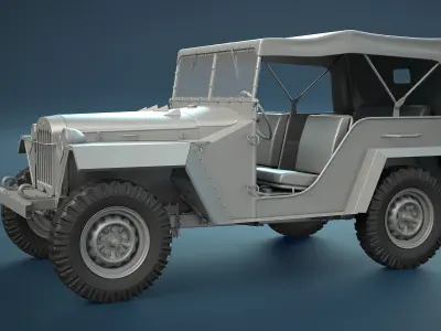 GAZ-67B Soviet Military Jeep High-Poly  3D model