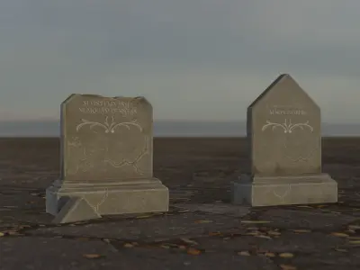 Hand Sculpted cemetery gravestones part 12 Low-poly 3D model