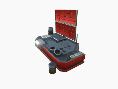 Satellite B04 Steel Red - SciFi Space Design Low-poly 3D model
