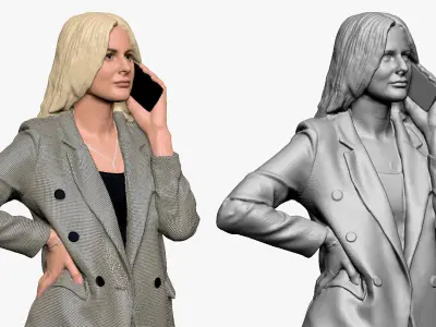 001507 girl with the phone 3D model