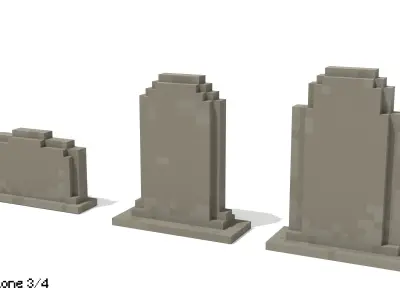 Voxel Tombstone Collection Low-poly 3D model