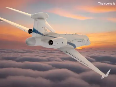 CAEW Airborne Early Warning Aircraft Rigged 3D model
