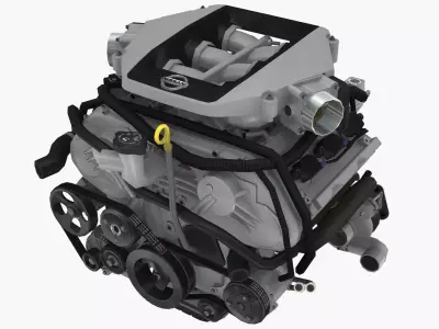 Nissan GTR 2010 VR38DETT engine Low-poly 3D model