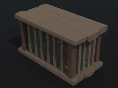 Cartoon medieval cage Polygonal Style Low-poly 3D model