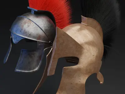roman and spartan helmets models high poly 3D model