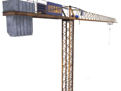 Low Poly Tower Crane Weathered 3D model