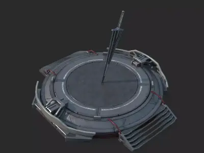 Future science fiction platforms and giant swords 3D model