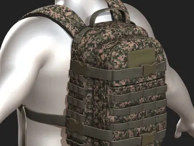 Backpack Camping military combat soldier armor Low-poly 3D model