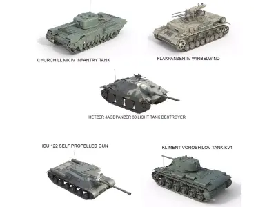 5 Military Vehicles Collection v25 Low-poly 3D model