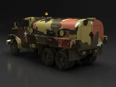 M49 Fuel Servicing Truck - M49 Fuel Truck with soldier map  3D model