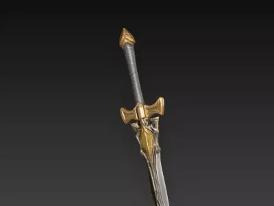 Heavy Fantasy Battle Sword - Low Poly Stylized 3D Weapon Low-poly 3D model