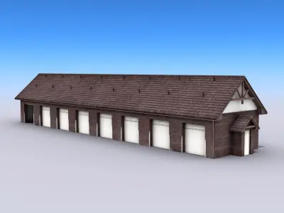 Big Garage Warehouse Low-poly 3D model