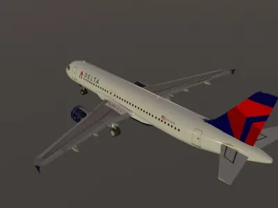 Delta airlines airbus a320-214 low poly 3D Model  Low-poly 3D model