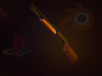 Retro Mossberg Shotgun PSX Inspired Game Asset Free low-poly 3D model