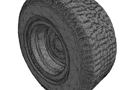 Detailed Vehicle Tire and Rim Low-poly 3D model