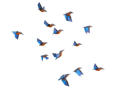 Animated Flock Birds lowpoly art style Calibri Low-poly 3D model