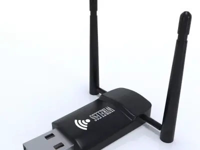 3D wirelss wi-fi adapter EDUP model Low-poly 3D model
