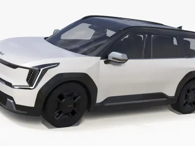 KIA EV9 Luxury Electric SUV Black and White 3D model