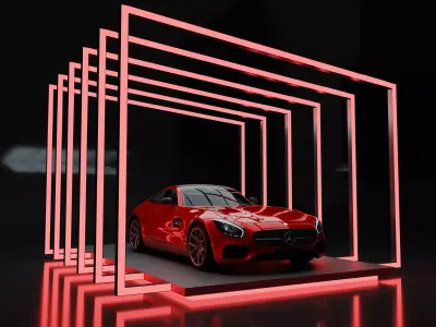 Car Exposition - Showroom Render Scene 3D Model Low-poly 3D model