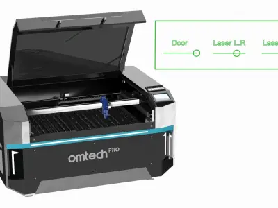 Omtech Pro CO2 Sheet Cutter Steel Body Rigged 3D model