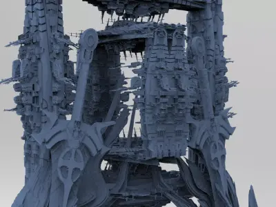 Mars Sci-Fi Monolith Massive structure 9 3D model