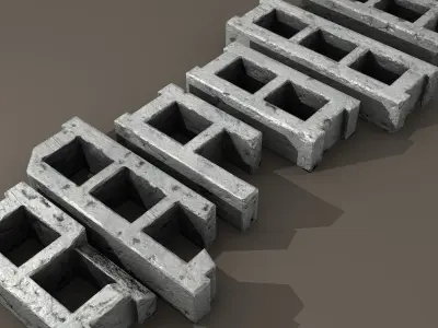 Cinder Block Set Low-poly 3D model