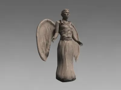 Stone angel statue Low-poly 3D model