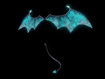 Demon Cyber Wings and Tail Low-Poly Low-poly 3D model