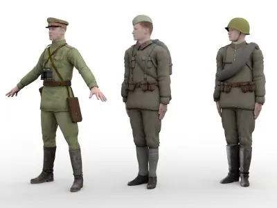 infantry USSR soldier Low-poly 3D model